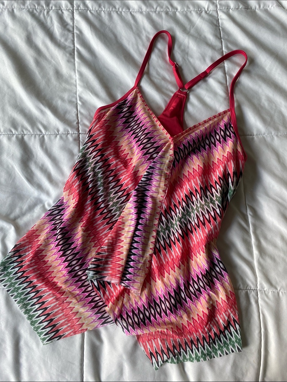 Beach House Pink Multicolor Zigzag Women’s Swim Top